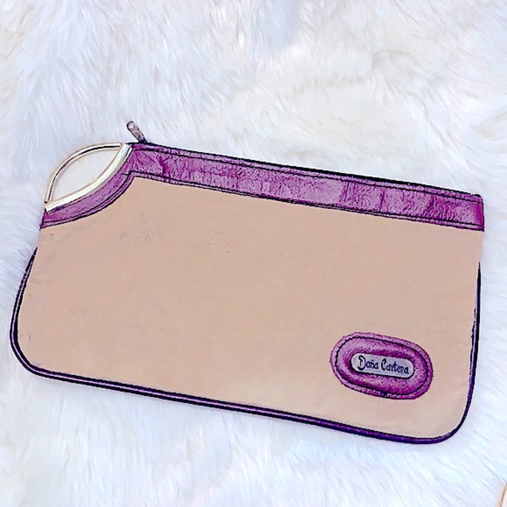 Dona Cartera Tennessee Handbags Tan Brown Leather Purse Wristlet Vintage Clutch - Picture 2 of 12